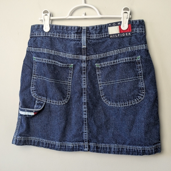 TOMMY HILFIGER Y2K Jeans Skirt 100% Cotton Size 7 Made In Canada - Picture 3 of 9